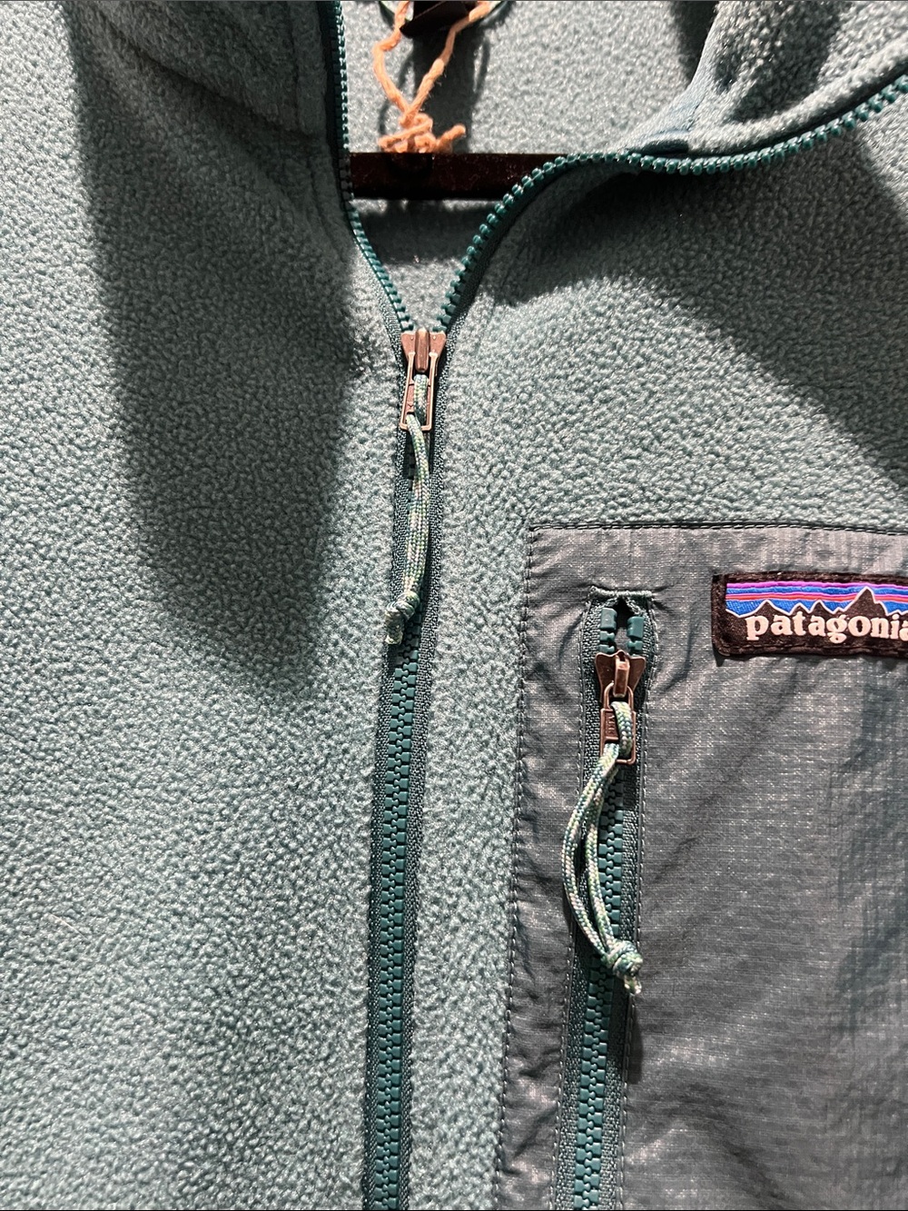 Patagonia Teal and Light Gray Quarter-Zip Fleece Pullover - Picture 4 of 10